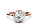 Rose gold Round Cut Diamond Solitaire Ring with Flower Prong Setting and Classic Band_36