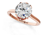 Rose gold Round Cut Diamond Solitaire Ring with Flower Prong Setting and Classic Band_37