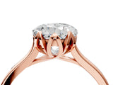 Rose gold Round Cut Diamond Solitaire Ring with Flower Prong Setting and Classic Band_40