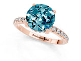 Rose gold Round Cut Diamond Solitaire Ring with Four-Prong Setting and Pavé Band_1
