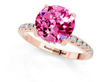 Rose gold Round Cut Diamond Solitaire Ring with Four-Prong Setting and Pavé Band_1