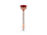 Rose gold Round Cut Diamond Solitaire Ring with Four-Prong Setting and Pavé Band_2