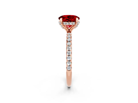 Rose gold Round Cut Diamond Solitaire Ring with Four-Prong Setting and Pavé Band_2