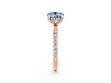 Rose gold Round Cut Diamond Solitaire Ring with Four-Prong Setting and Pavé Band_2