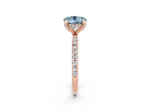 Rose gold Round Cut Diamond Solitaire Ring with Four-Prong Setting and Pavé Band_2