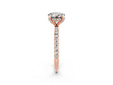 Rose gold Round Cut Diamond Solitaire Ring with Four-Prong Setting and Pavé Band_2