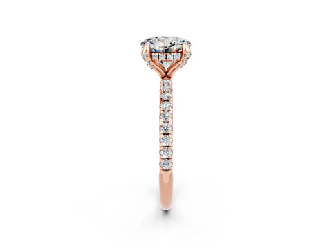 Rose gold Round Cut Diamond Solitaire Ring with Four-Prong Setting and Pavé Band_2