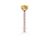 Rose gold Round Cut Diamond Solitaire Ring with Four-Prong Setting and Pavé Band_2