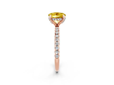 Rose gold Round Cut Diamond Solitaire Ring with Four-Prong Setting and Pavé Band_2
