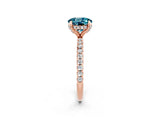 Rose gold Round Cut Diamond Solitaire Ring with Four-Prong Setting and Pavé Band_2