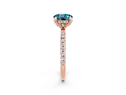 Rose gold Round Cut Diamond Solitaire Ring with Four-Prong Setting and Pavé Band_2