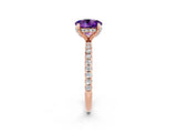 Rose gold Round Cut Diamond Solitaire Ring with Four-Prong Setting and Pavé Band_2