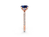 Rose gold Round Cut Diamond Solitaire Ring with Four-Prong Setting and Pavé Band_2