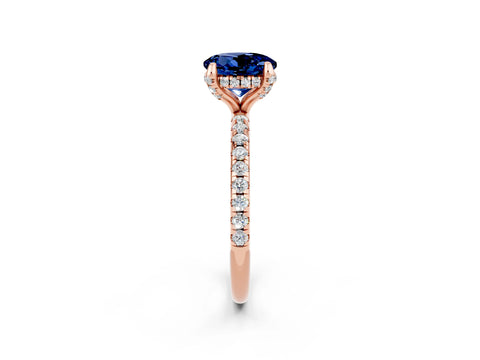 Rose gold Round Cut Diamond Solitaire Ring with Four-Prong Setting and Pavé Band_2