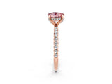 Rose gold Round Cut Diamond Solitaire Ring with Four-Prong Setting and Pavé Band_2