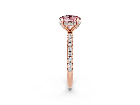 Rose gold Round Cut Diamond Solitaire Ring with Four-Prong Setting and Pavé Band_2