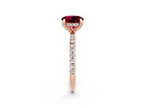 Rose gold Round Cut Diamond Solitaire Ring with Four-Prong Setting and Pavé Band_2
