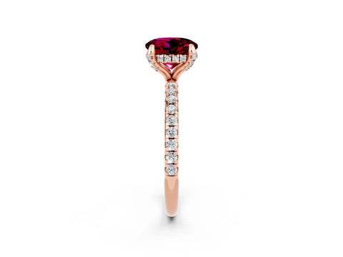 Rose gold Round Cut Diamond Solitaire Ring with Four-Prong Setting and Pavé Band_2