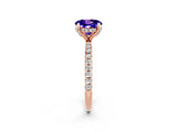 Rose gold Round Cut Diamond Solitaire Ring with Four-Prong Setting and Pavé Band_2