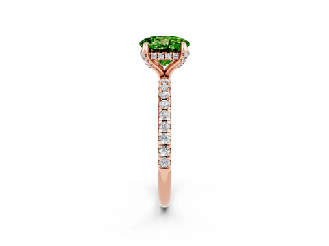 Rose gold Round Cut Diamond Solitaire Ring with Four-Prong Setting and Pavé Band_2