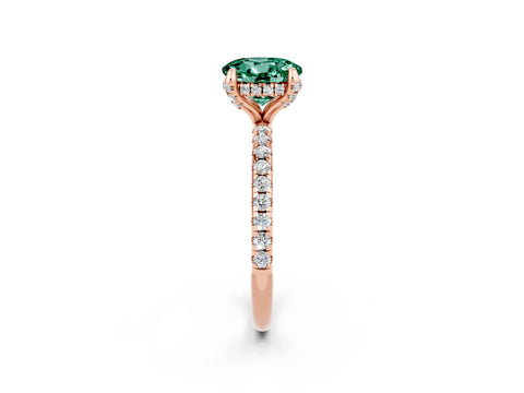 Rose gold Round Cut Diamond Solitaire Ring with Four-Prong Setting and Pavé Band_2