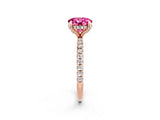 Rose gold Round Cut Diamond Solitaire Ring with Four-Prong Setting and Pavé Band_2