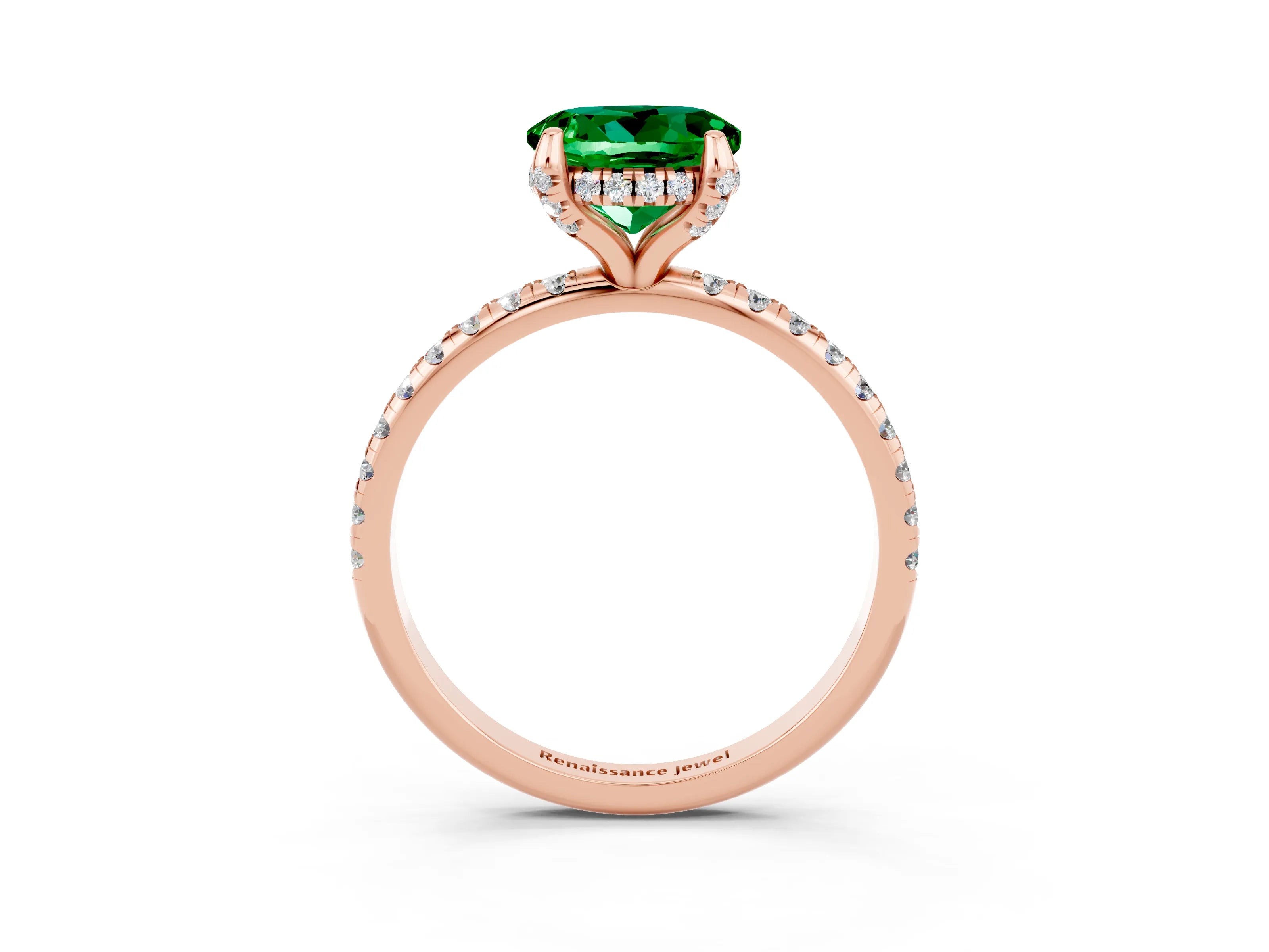 Rose gold Round Cut Diamond Solitaire Ring with Four-Prong Setting and Pavé Band_3