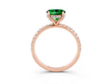 Rose gold Round Cut Diamond Solitaire Ring with Four-Prong Setting and Pavé Band_3