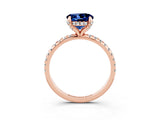 Rose gold Round Cut Diamond Solitaire Ring with Four-Prong Setting and Pavé Band_3