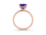 Rose gold Round Cut Diamond Solitaire Ring with Four-Prong Setting and Pavé Band_3