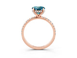Rose gold Round Cut Diamond Solitaire Ring with Four-Prong Setting and Pavé Band_3