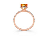 Rose gold Round Cut Diamond Solitaire Ring with Four-Prong Setting and Pavé Band_3