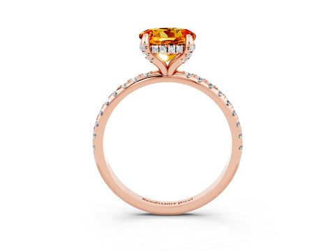 Rose gold Round Cut Diamond Solitaire Ring with Four-Prong Setting and Pavé Band_3