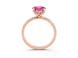 Rose gold Round Cut Diamond Solitaire Ring with Four-Prong Setting and Pavé Band_3