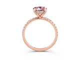 Rose gold Round Cut Diamond Solitaire Ring with Four-Prong Setting and Pavé Band_3