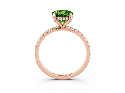 Rose gold Round Cut Diamond Solitaire Ring with Four-Prong Setting and Pavé Band_3