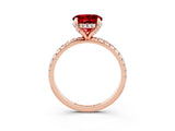 Rose gold Round Cut Diamond Solitaire Ring with Four-Prong Setting and Pavé Band_3