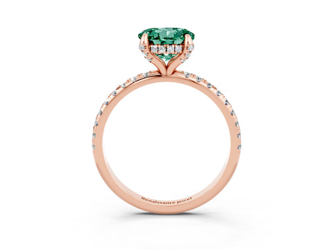 Rose gold Round Cut Diamond Solitaire Ring with Four-Prong Setting and Pavé Band_3
