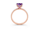 Rose gold Round Cut Diamond Solitaire Ring with Four-Prong Setting and Pavé Band_3