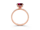 Rose gold Round Cut Diamond Solitaire Ring with Four-Prong Setting and Pavé Band_3