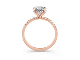 Rose gold Round Cut Diamond Solitaire Ring with Four-Prong Setting and Pavé Band_3