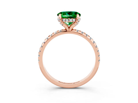 Rose gold Round Cut Diamond Solitaire Ring with Four-Prong Setting and Pavé Band_3