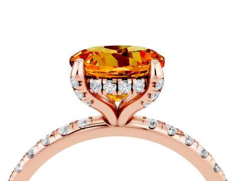 Rose gold Round Cut Diamond Solitaire Ring with Four-Prong Setting and Pavé Band_4