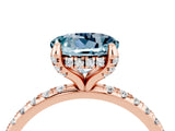 Rose gold Round Cut Diamond Solitaire Ring with Four-Prong Setting and Pavé Band_4