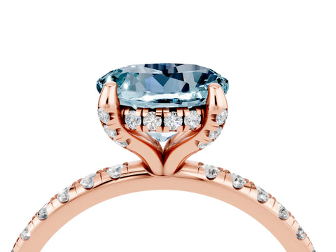 Rose gold Round Cut Diamond Solitaire Ring with Four-Prong Setting and Pavé Band_4