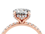 Rose gold Round Cut Diamond Solitaire Ring with Four-Prong Setting and Pavé Band_4