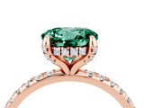 Rose gold Round Cut Diamond Solitaire Ring with Four-Prong Setting and Pavé Band_4
