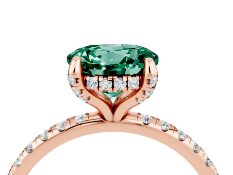 Rose gold Round Cut Diamond Solitaire Ring with Four-Prong Setting and Pavé Band_4