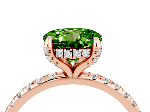 Rose gold Round Cut Diamond Solitaire Ring with Four-Prong Setting and Pavé Band_4