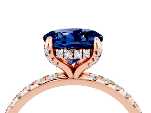 Rose gold Round Cut Diamond Solitaire Ring with Four-Prong Setting and Pavé Band_4